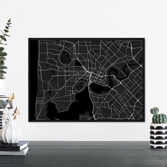 Perth Australia Black Minimalist City Map Street Plan Poster