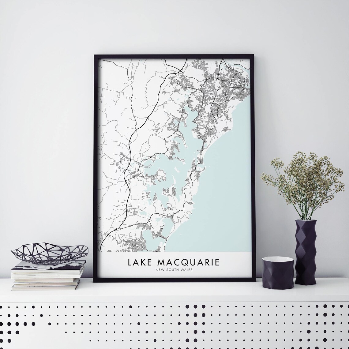 Lake Macquarie New South Wales Minimal Map Travel Lover Modern Map Art Poster