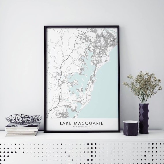 Lake Macquarie New South Wales Minimal Map Travel Lover Modern Map Art Poster