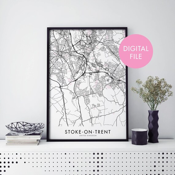 Stoke on Trent England Minimalist City Map Digital File Poster