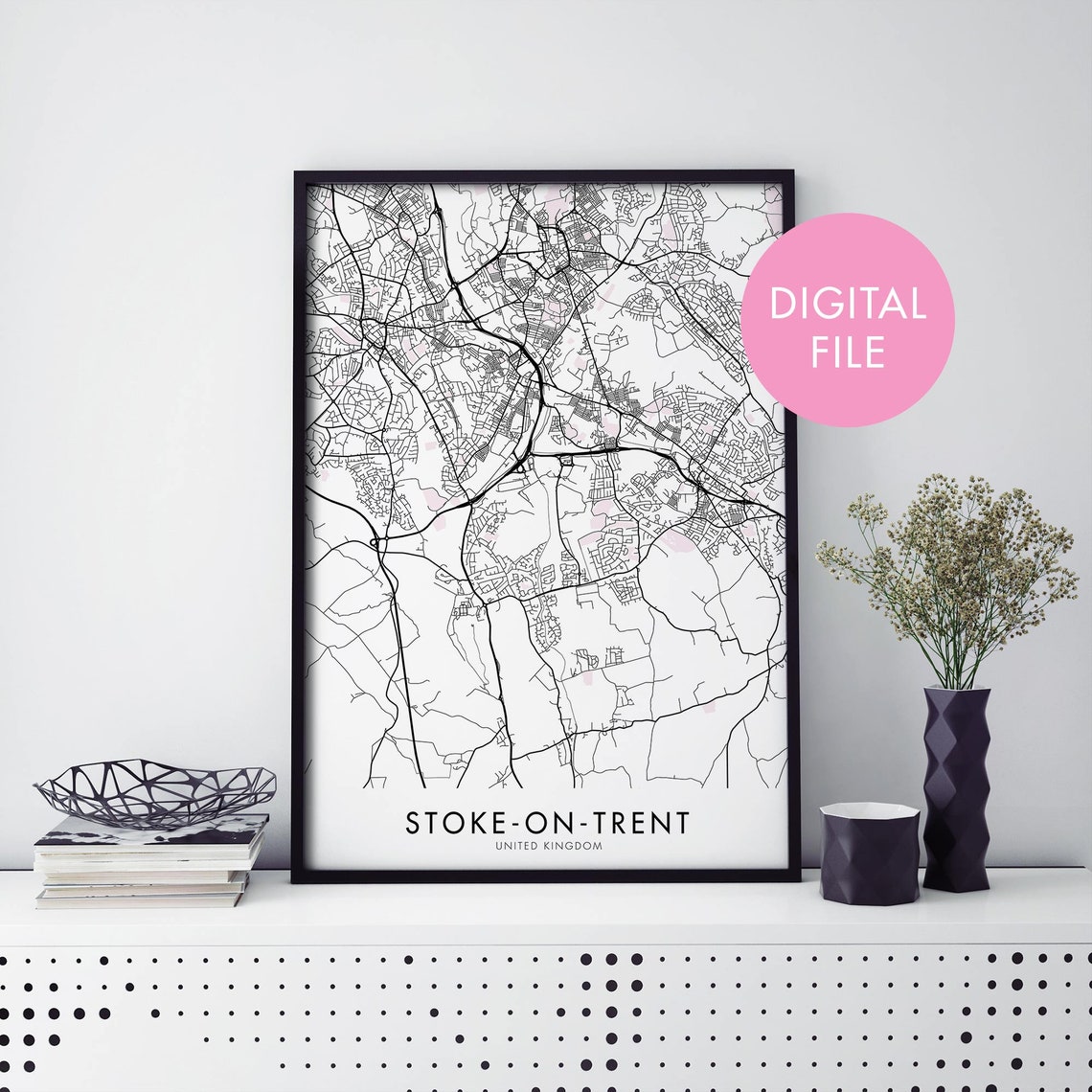 Stoke on Trent England Minimalist City Map Digital File Poster