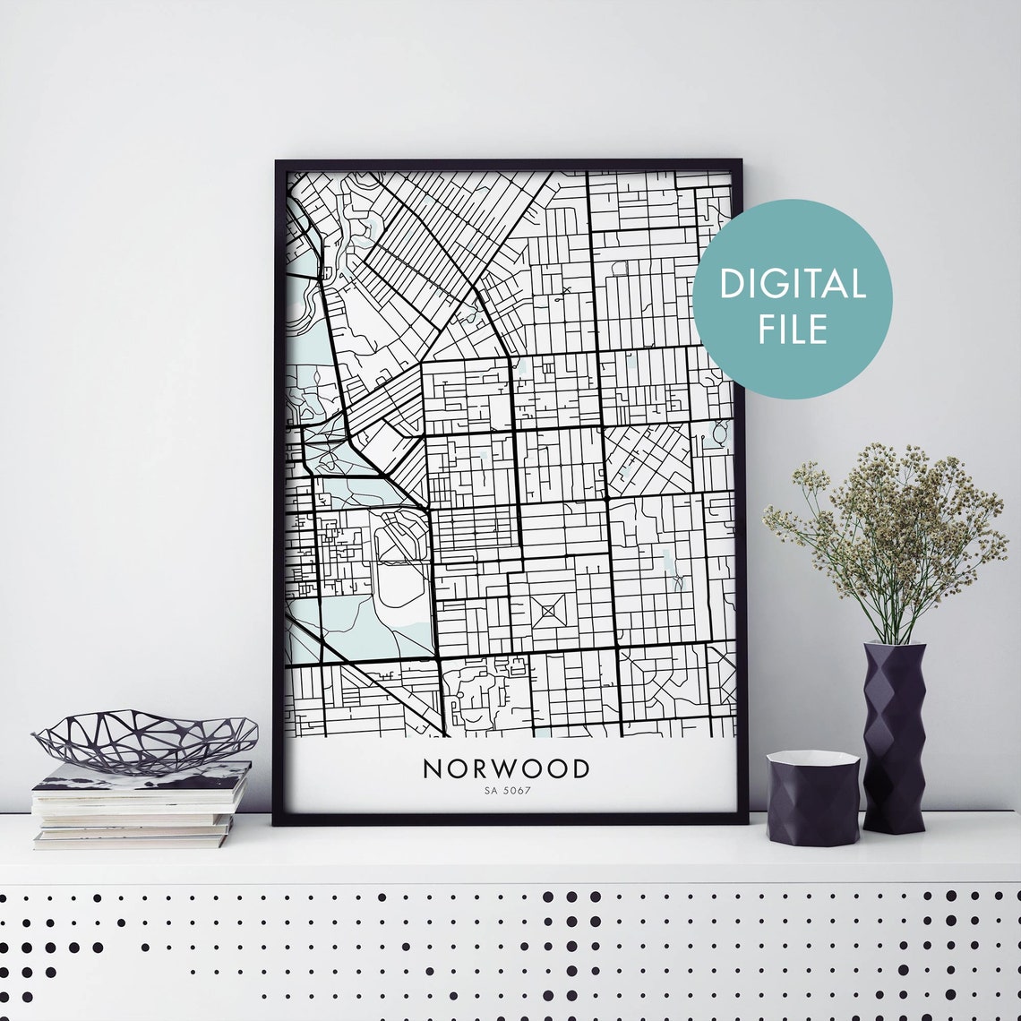 Norwood South Australia Minimalist Street Map Fine Art Poster