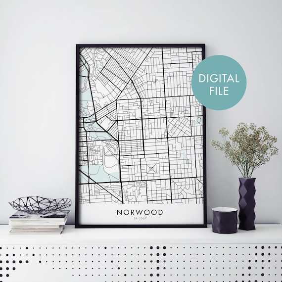 Norwood South Australia Minimalist Street Map Fine Art Poster