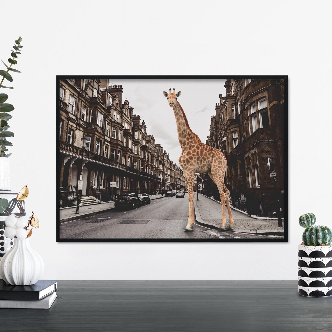 Giraffe In The City Print Wall Art A4 A3 A2 A1