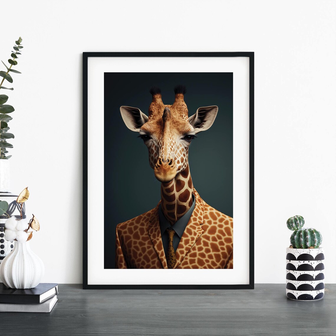 Giraffe In A Suit Print Wall Art A4 A3 A2 A1