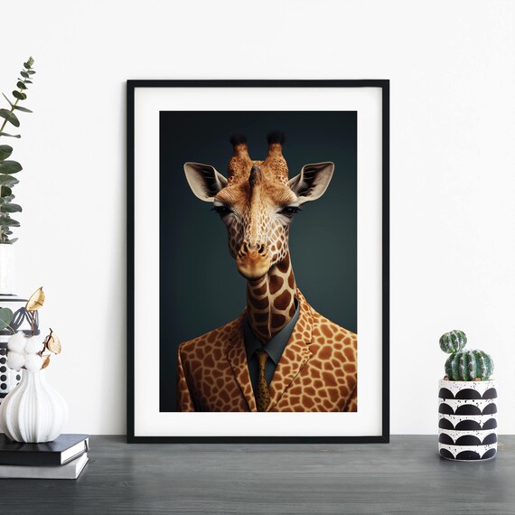 Giraffe In A Suit Print Wall Art A4 A3 A2 A1