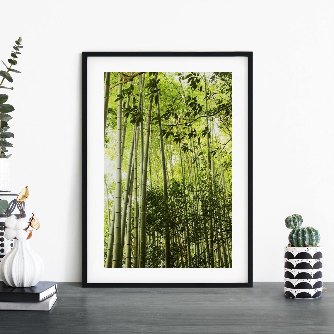 Bright Green Bamboo Grove Vertical Portrait Nature Japan Poster