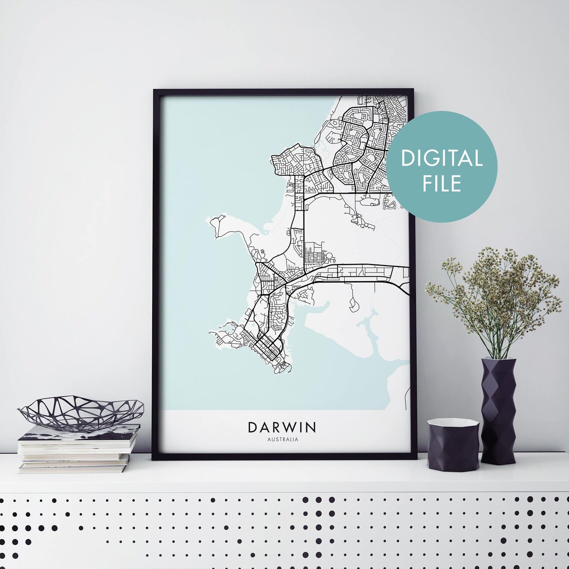 Darwin Northern Territory Australia City Map Art Print