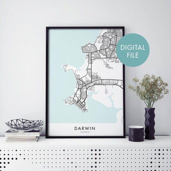Darwin Northern Territory Australia City Map Art Print
