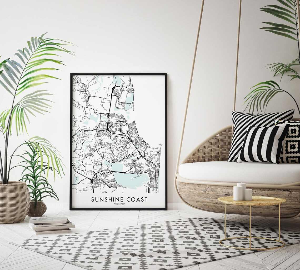 Sunshine Coast Australia Minimalist City Map Line Art Poster