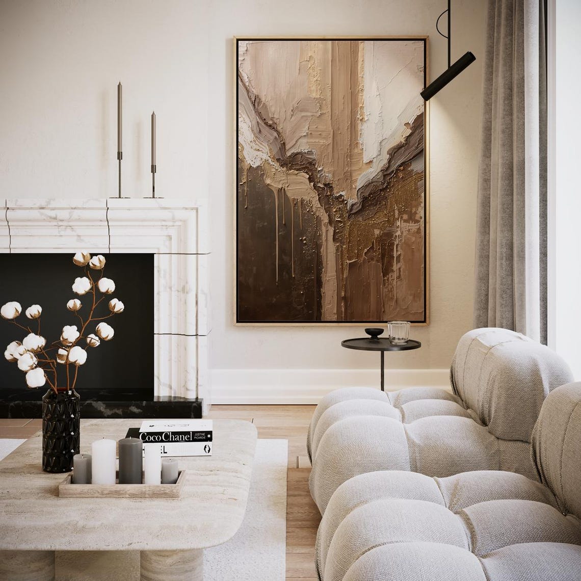 Earthy Abstract Brown Impasto Painting With Drips Modern Art Poster