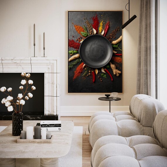 Vibrant Spices Around Black Bowl Culinary Photography Art Print
