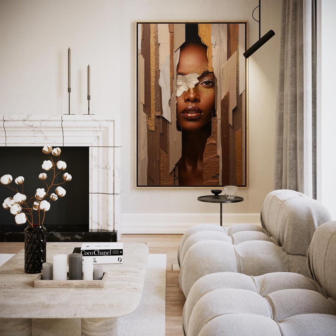 Textured Abstract Female Portrait Gold Leaf Modern Gallery Art Poster