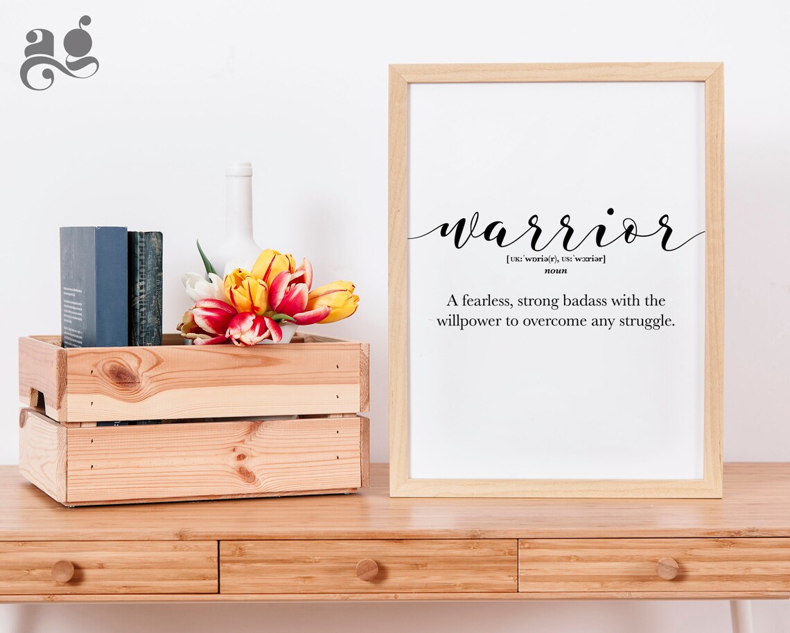 Warrior Definition Motivational Quote Art Print - Image 3