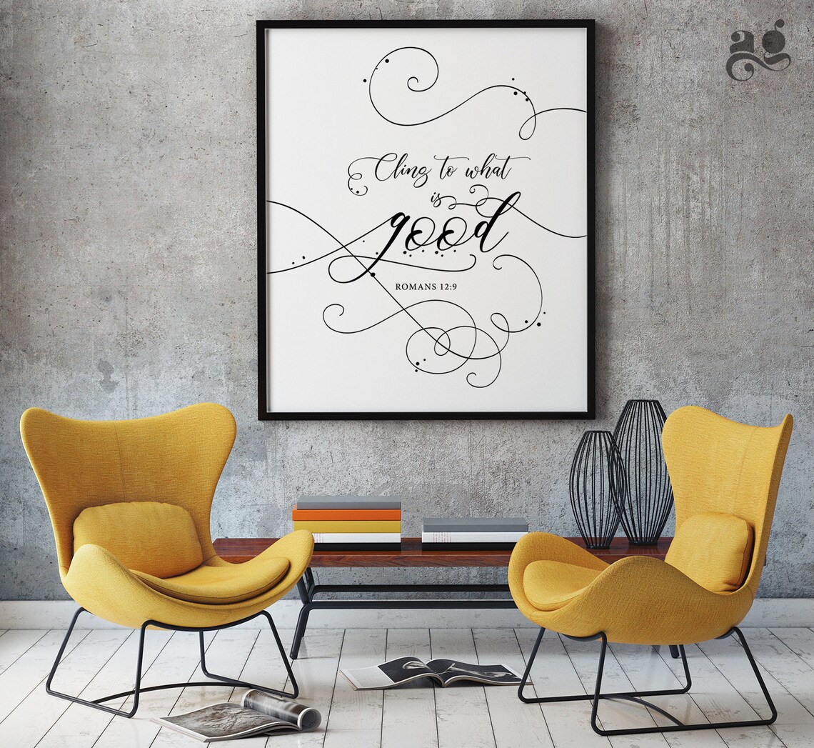 Bible Verse Printables Cling To What Is Good Romans 129 Scriptures Wall Art Bible Verses Signs Christian Posters Devout Home Decor - Image 3