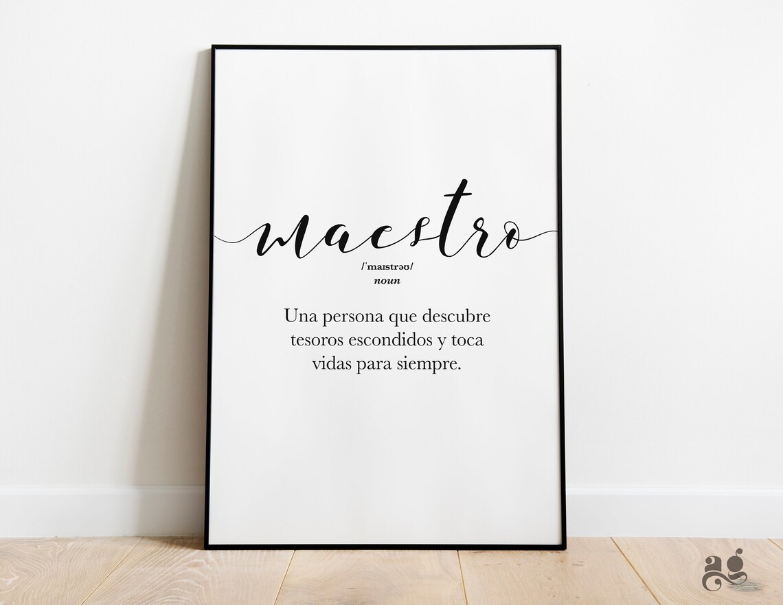 Spanish Teacher Appreciation Gift, Maestra Maestro Art Print - Image 2
