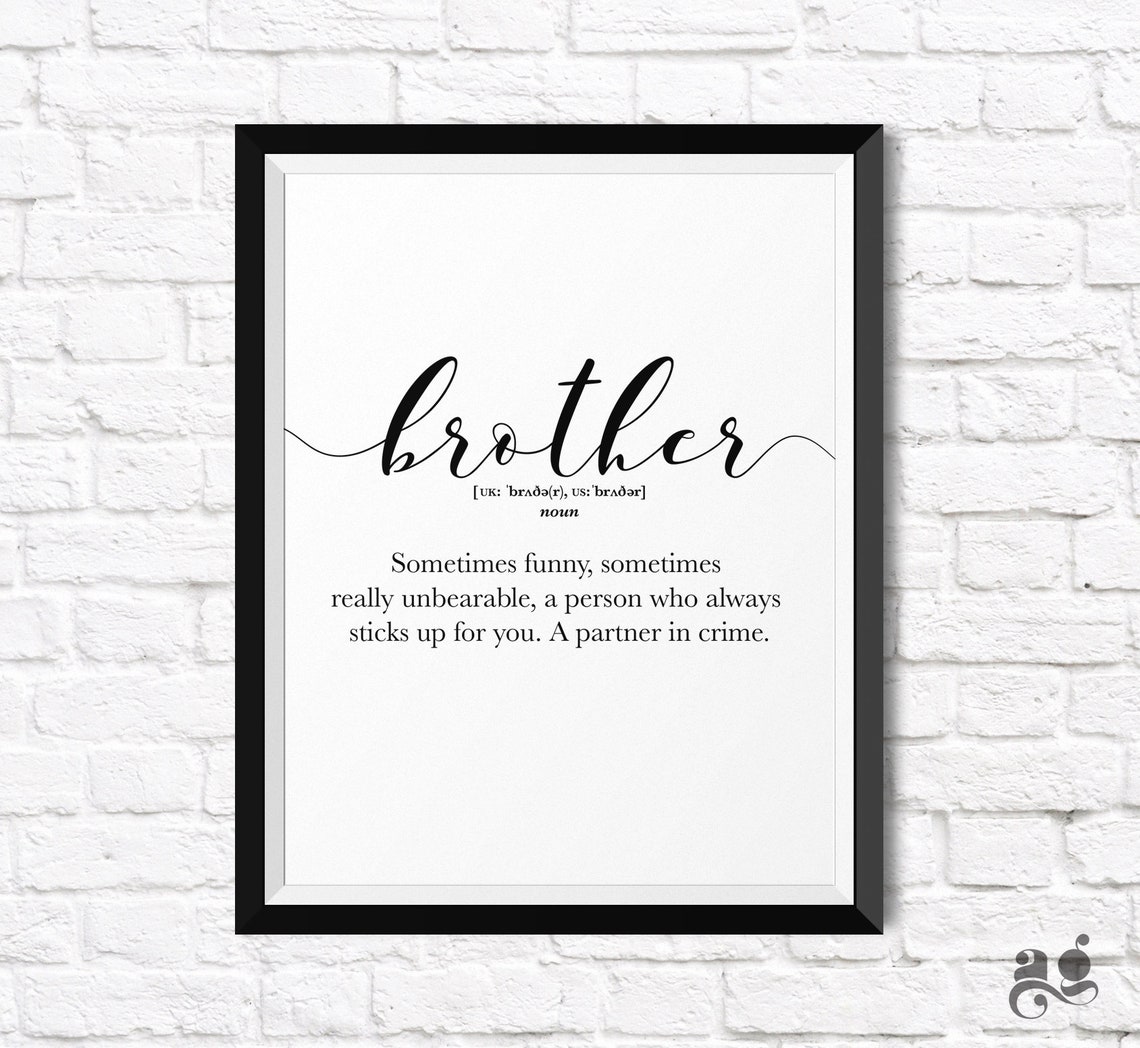 Funny Brother Definition Word Poster Partner In Crime Sibling Gift Art - Image 2