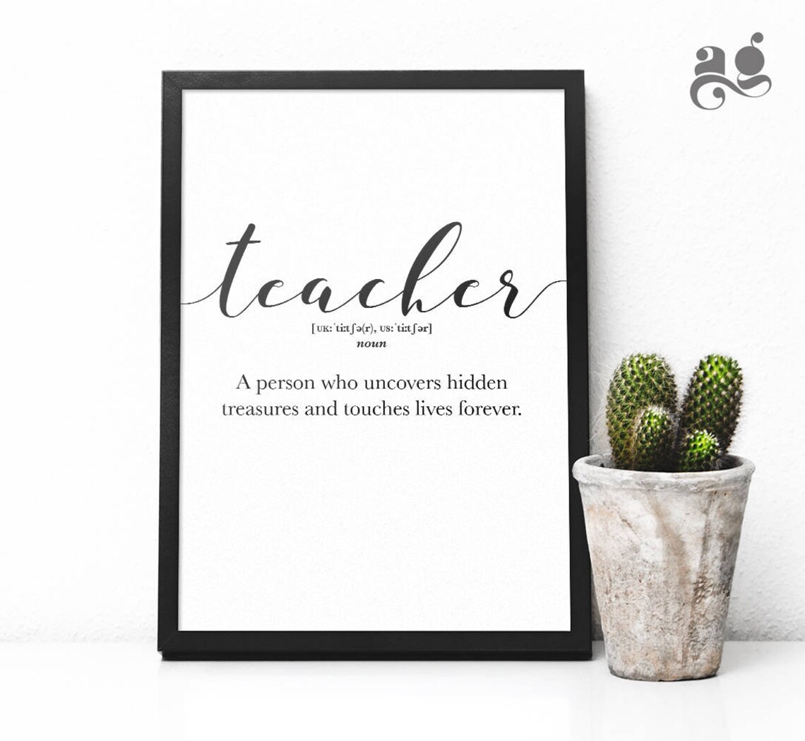 Teacher Definition Print, Best Teacher Mentor Decor