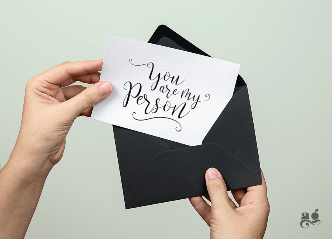 You Are My Person Hand Lettered Script Card and Envelope Poster - Image 3