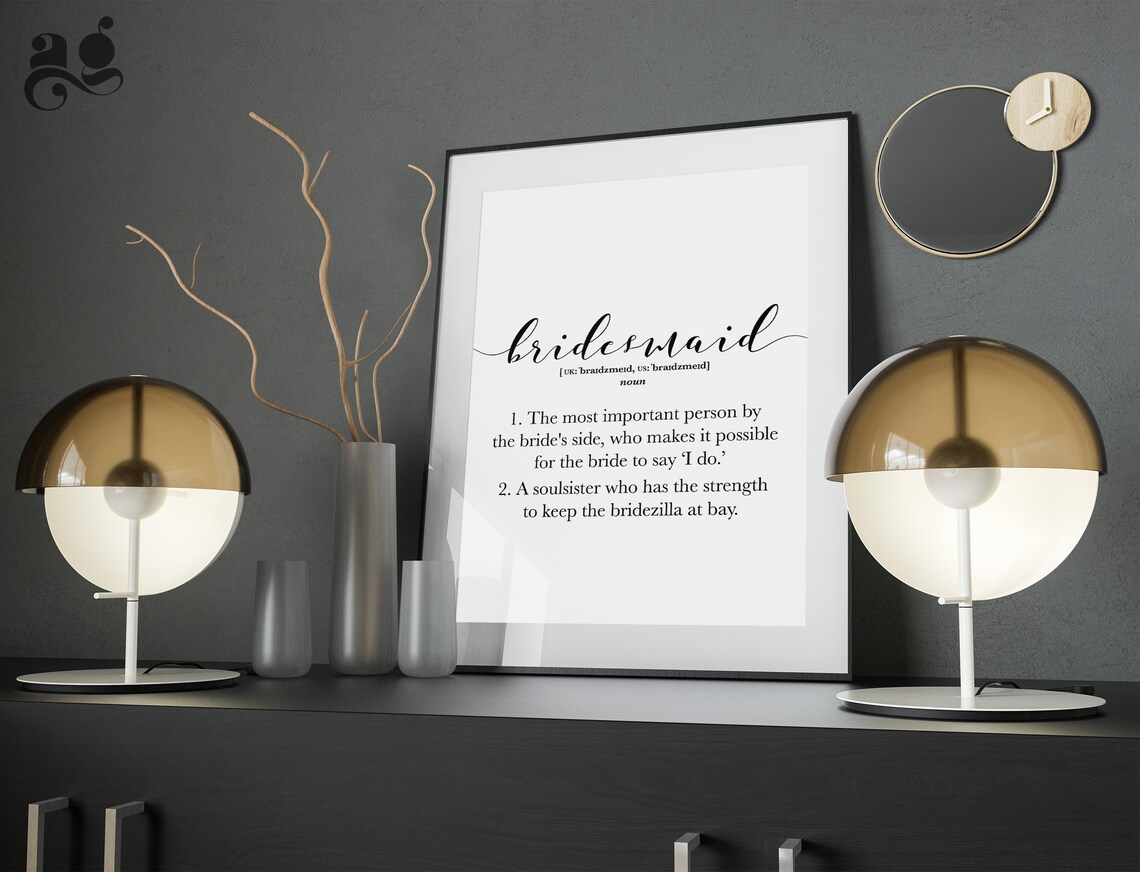 Bridesmaid Definition, Funny Thank You Art Print - Image 2