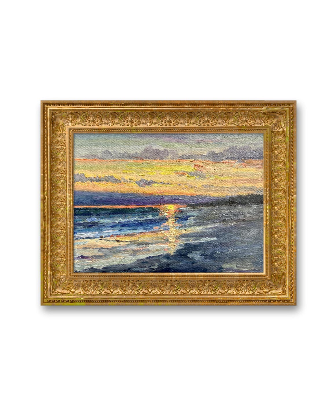 Small Original Landscape Oil Painting Seaside Scenery At Dusk Oil Painting Living Room Wall Art Decoration Special Gifts
