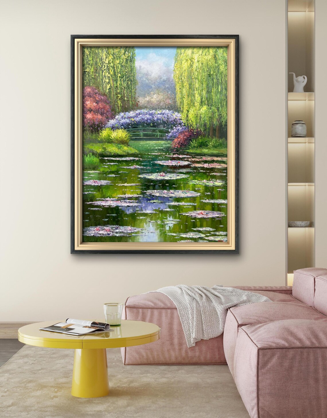 Water Lily Painting With Heavy Texture On Original Painting Oil Painting Floral Wall Art Living Room Wall Art Extra Large Art - Image 2
