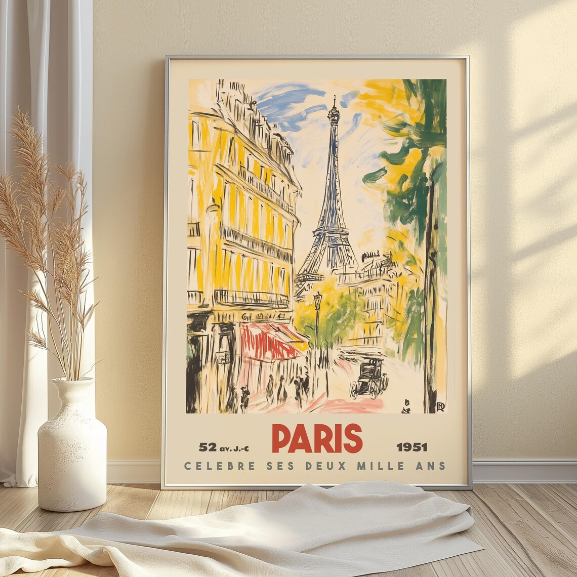 Paris Travel Poster, Vintage Eiffel Tower Art Print