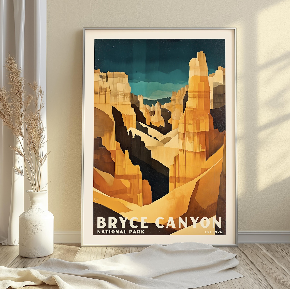 Bryce Canyon National Park Hoodoos Starry Night Cubist Poster