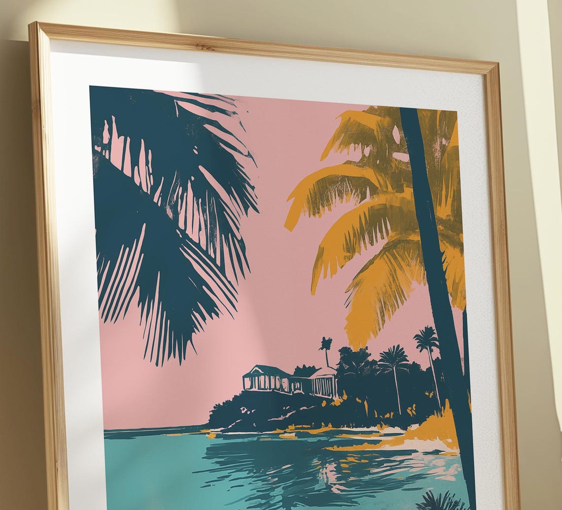 Exuma Bahamas Swimming Pig Turquoise Lagoon Tropical Fun Poster - Image 3