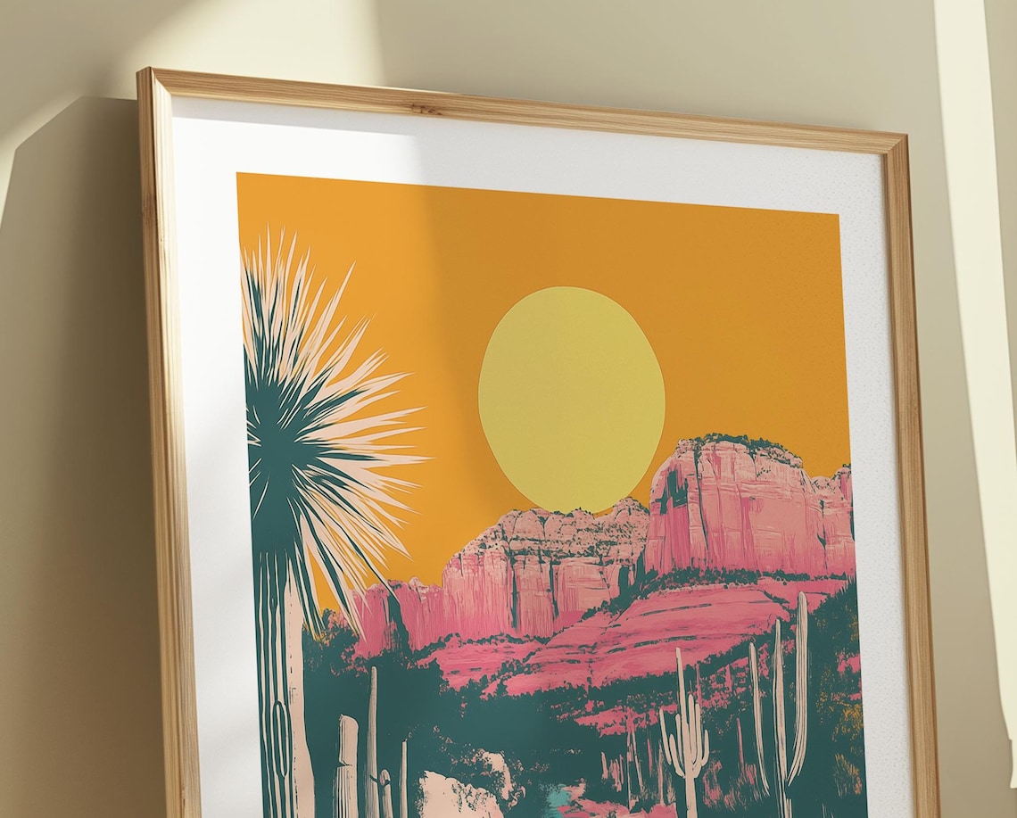Monument Valley Arizona Desert River Cactus Sunset Scene Poster - Image 6