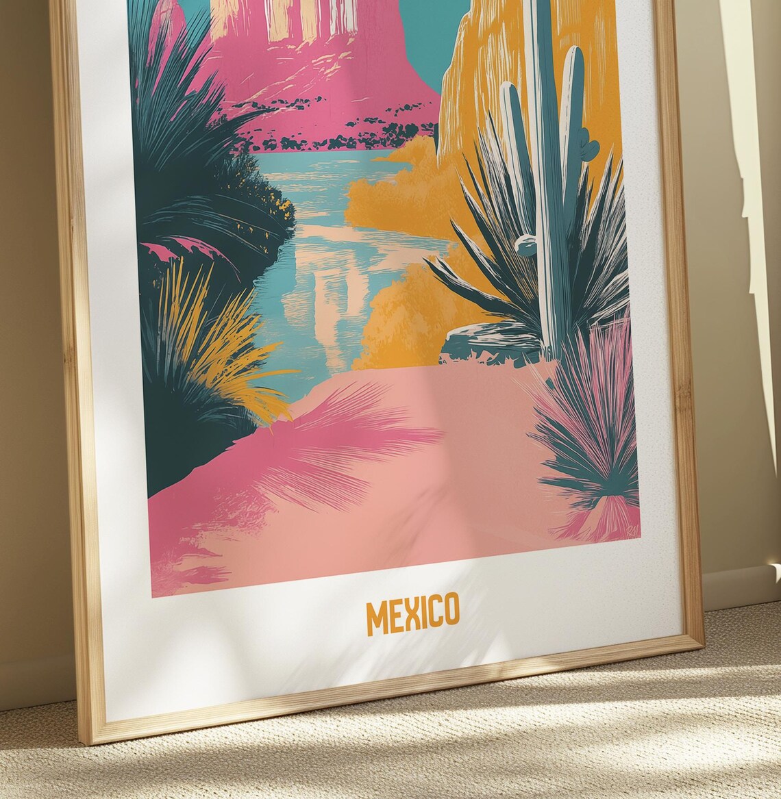 Mexico Travel Poster Vibrant Desert Landscape Art Print - Image 5