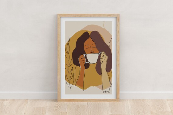 Woman Coffee Time - Cafe Wall Art Print