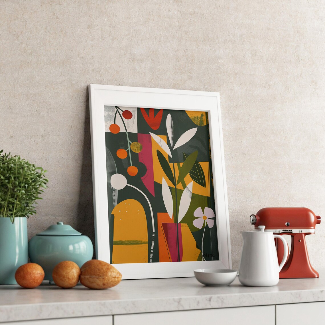 Abstract Mid-Century Modern Flower Art Print - Image 3