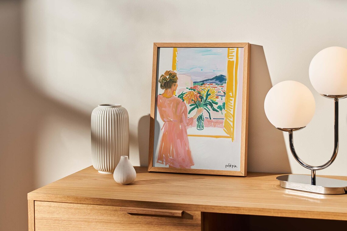 Woman And Flowers Art Print - Image 2
