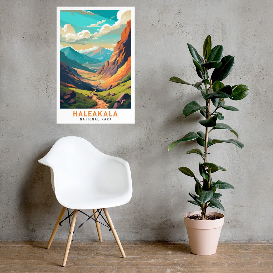 Haleakala National Park Volcanic Crater Landscape Vintage Travel Poster - Image 2