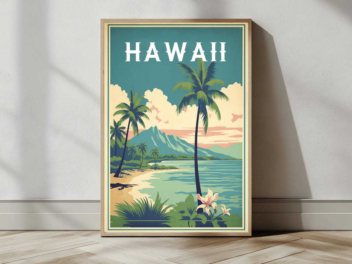 Hawaii Vintage Travel Poster Print Wall Art Gift Idea Home Decor - Image 2