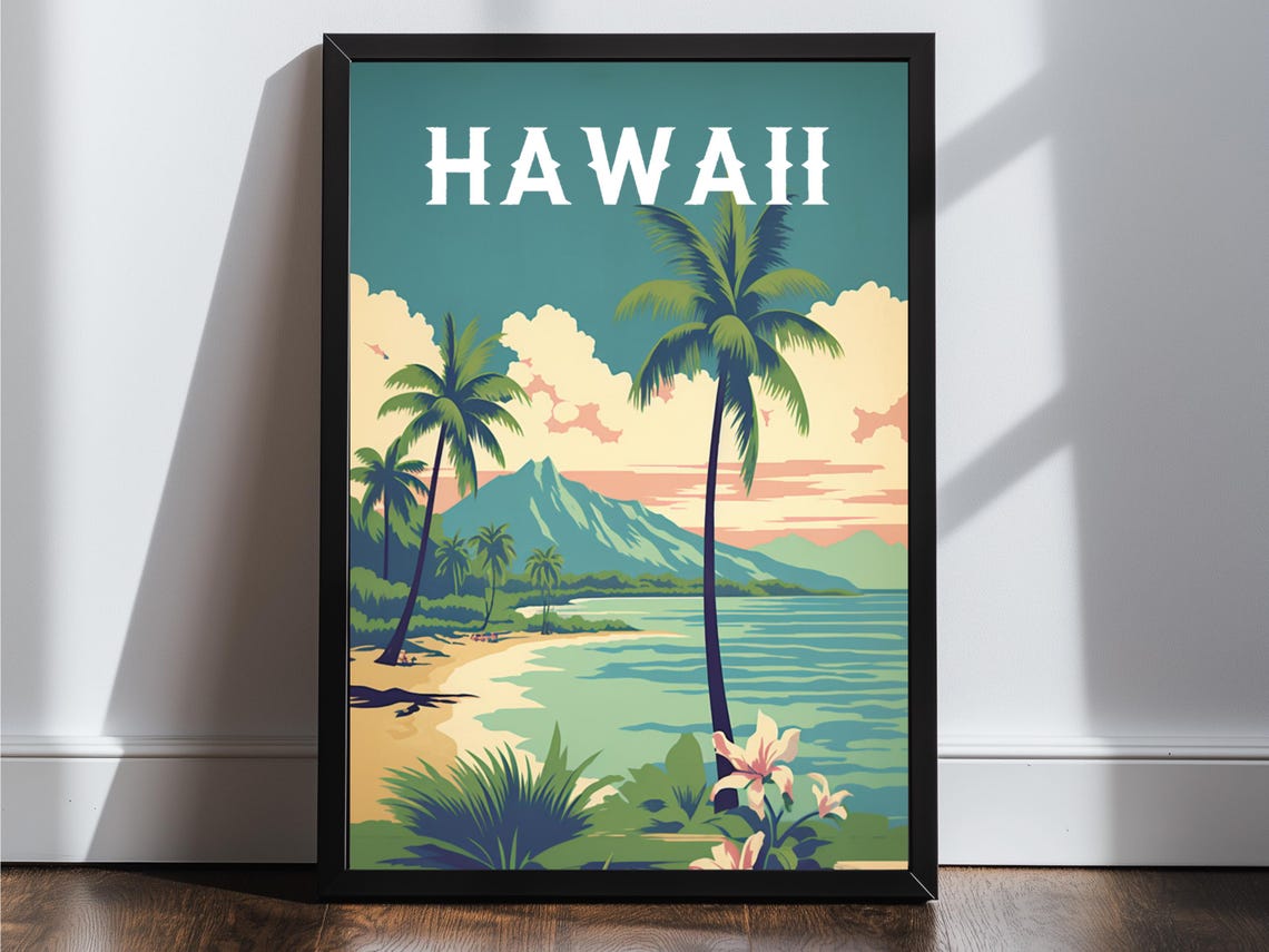 Hawaii Vintage Travel Poster Print Wall Art Gift Idea Home Decor