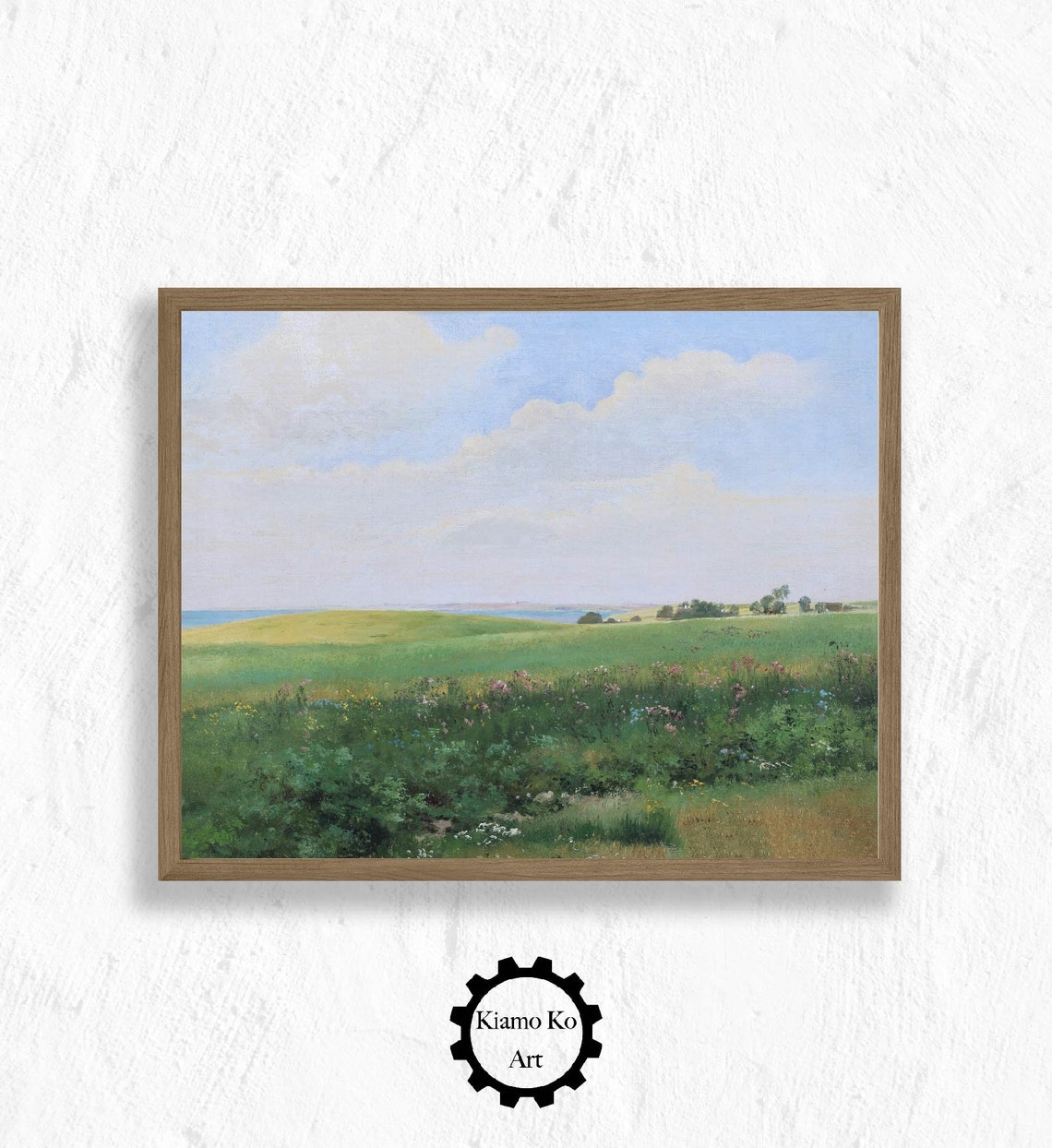 Wildflower Meadow By The Sea Summer Coastal Landscape Vintage Poster