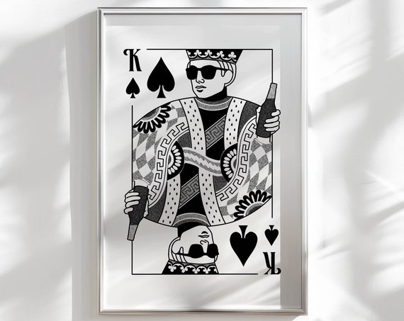 Poker Retro Funky Poster, Apartment Bar Cart Decor