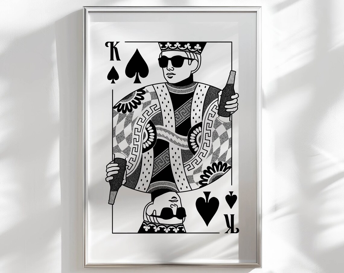 Poker Retro Funky Poster, Apartment Bar Cart Decor
