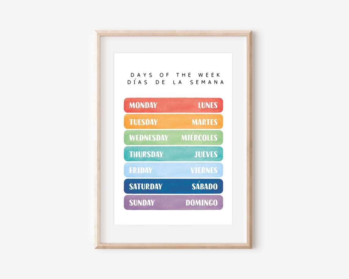 Spanish-English Educational Poster, Playroom Learning Poster - Image 2