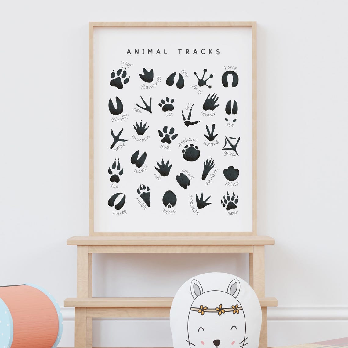 Animal Tracks Identification Chart Wildlife Footprint Poster - Image 4