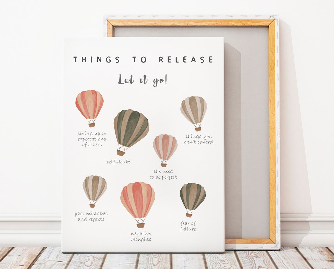 Things To Release Let It Go Hot Air Balloon Therapy Office Poster - Image 4