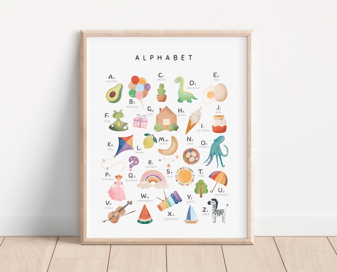 Rainbow Alphabet Poster, Boho Nursery Decor Art Print - Image 2