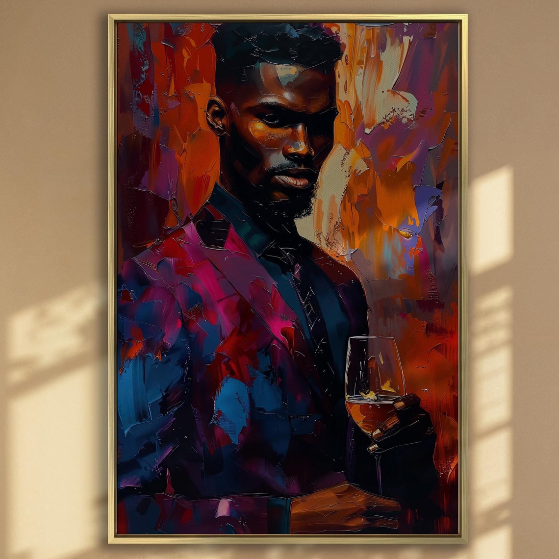 Vibrant Abstract Portrait Of A Gentleman With Wine Glass Poster