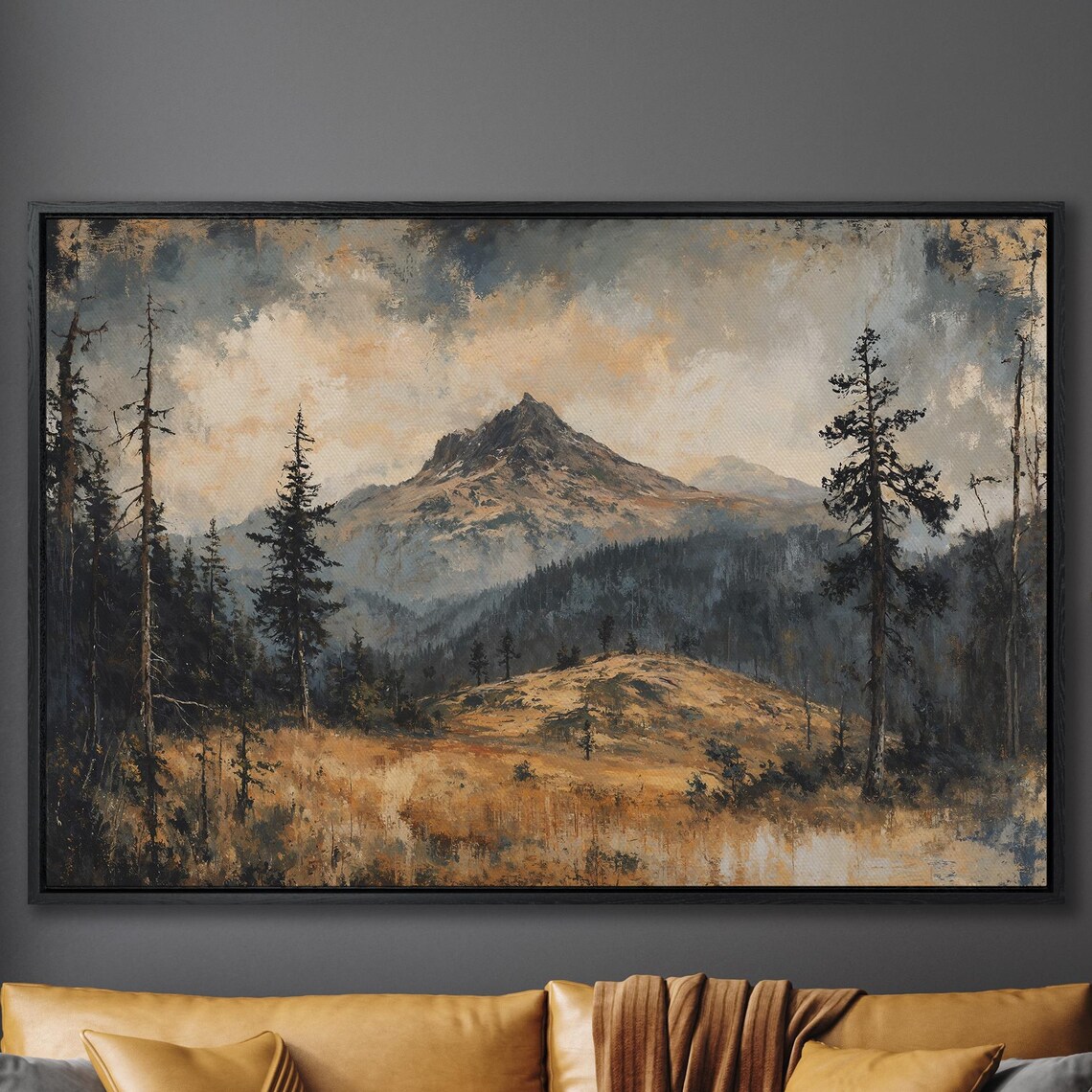 Mountain Wilderness Framed Print Nature Landscape Art Rustic Decor Forest Art Large Wall Art Ready To Hang Gift For Him
