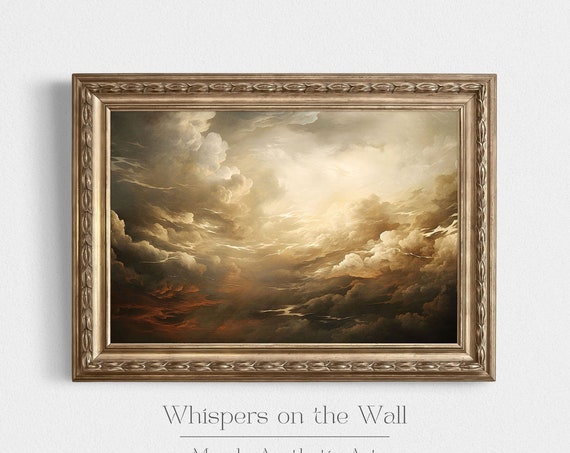 Dark Academia Cloud Study Print Gothic Sky Wall Art Vintage Clouds Painting Moody Art Dark Cottagecore Home Decor 021