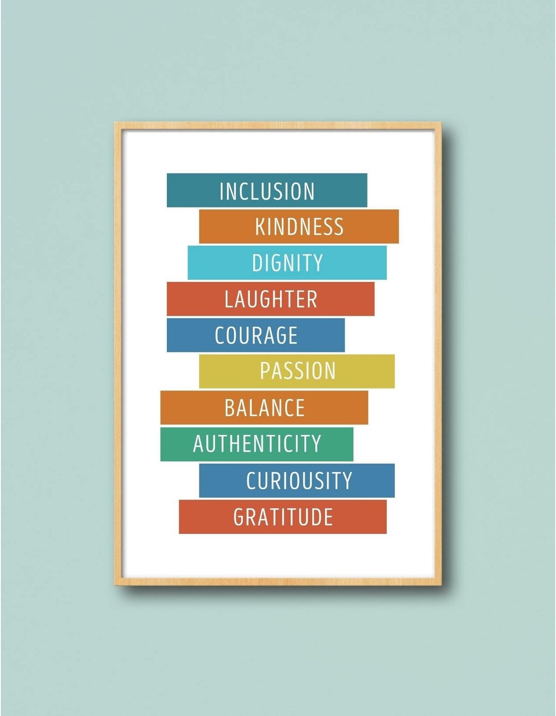 Inclusion Kindness Courage Gratitude Family Values Word Art Poster - Image 2
