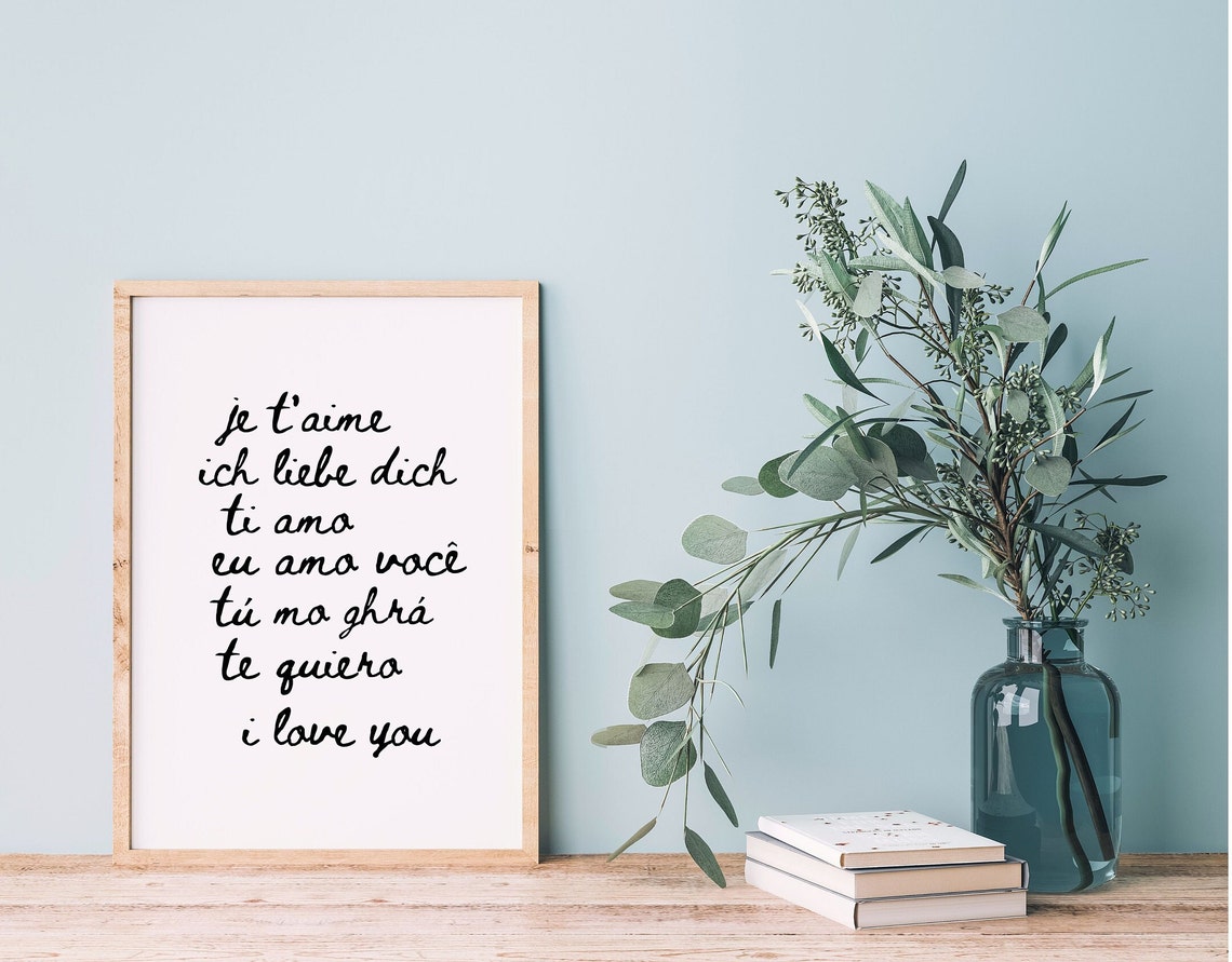 I Love You in Seven Languages Romantic Script Typography Poster - Image 5