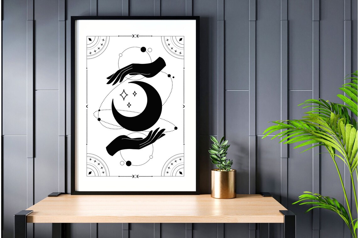 Celestial Mystic Moon Stars Zodiac Art Print - Image 5